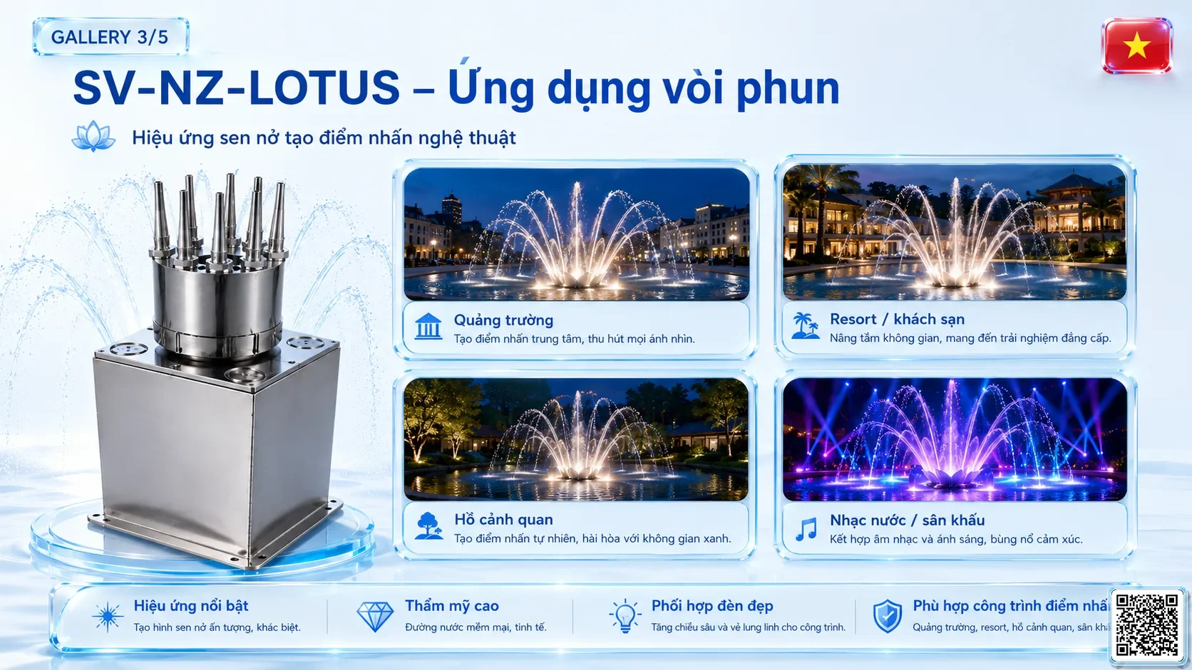 SV-NZ-LOTUS SV-NZ-LOTUS Dynamic Lotus Nozzle Thông số kỹ thuật vòi phun, Catalogue vòi phun nước nghệ thuật