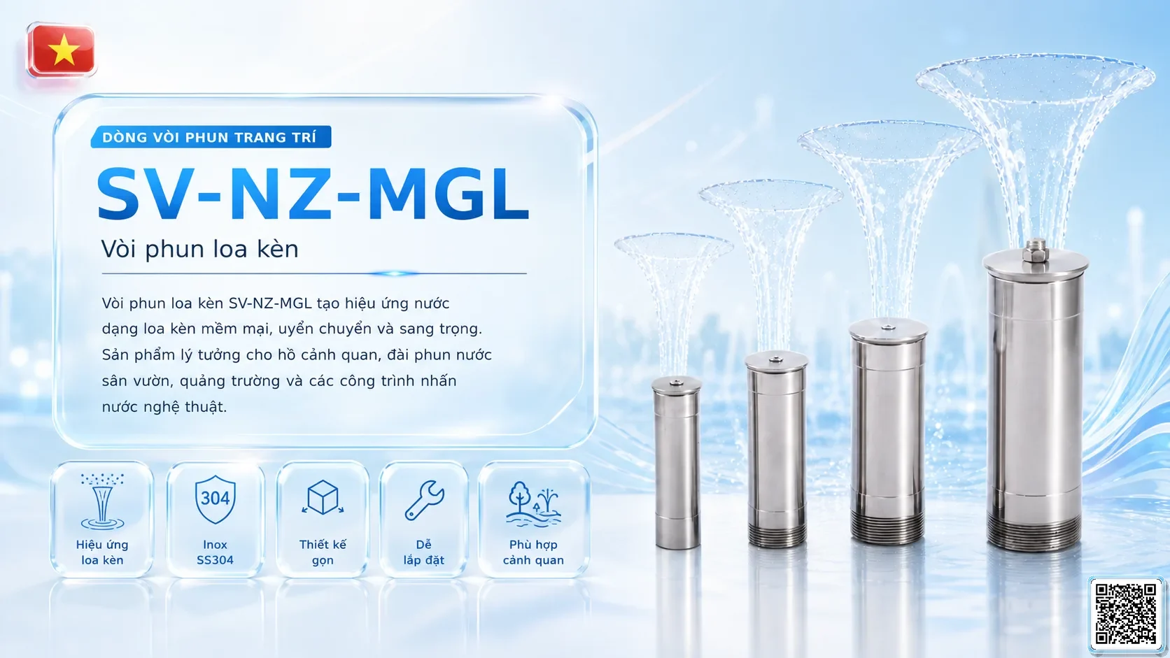 SV-NZ-MGL SV-NZ-MGL Morning Glory Nozzle Thông số kỹ thuật vòi phun, Catalogue vòi phun nước nghệ thuật