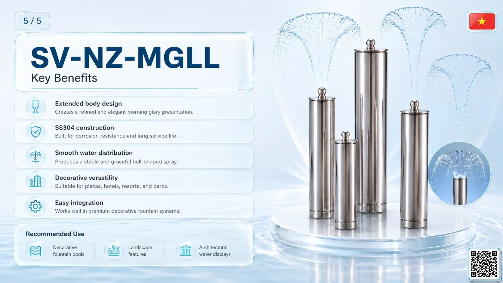 SV-NZ-MGLL SV-NZ-MGLL Morning Glory Nozzle Lengthening Catalogue Nozzle - fountain nozzle - fountain equipments
