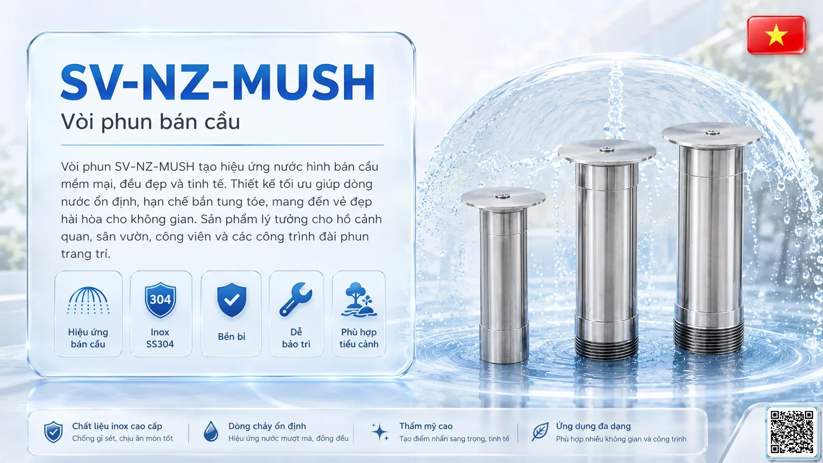 SV-NZ-MUSH SV-NZ-MUSH Mushroom Nozzle Thông số kỹ thuật vòi phun, Catalogue vòi phun nước nghệ thuật