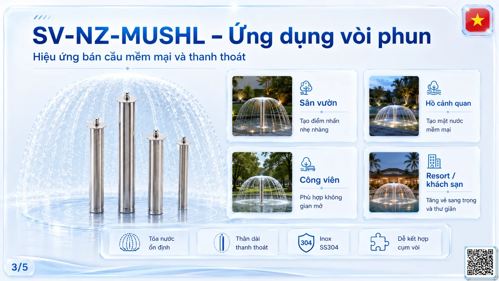 SV-NZ-MUSHL SV-NZ-MUSHL Mushroom Nozzle Lengthening Thông số kỹ thuật vòi phun, Catalogue vòi phun nước nghệ thuật
