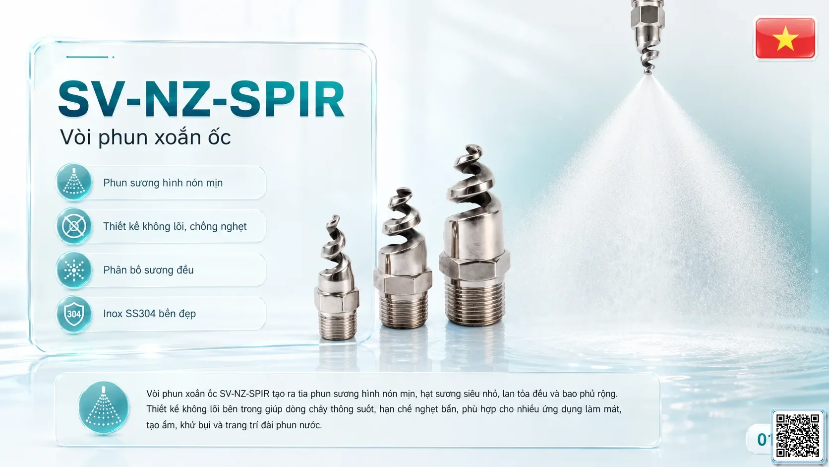 SV-NZ-SPIR SV-NZ-SPIR Spiral Nozzle Thông số kỹ thuật vòi phun, Catalogue vòi phun nước nghệ thuật