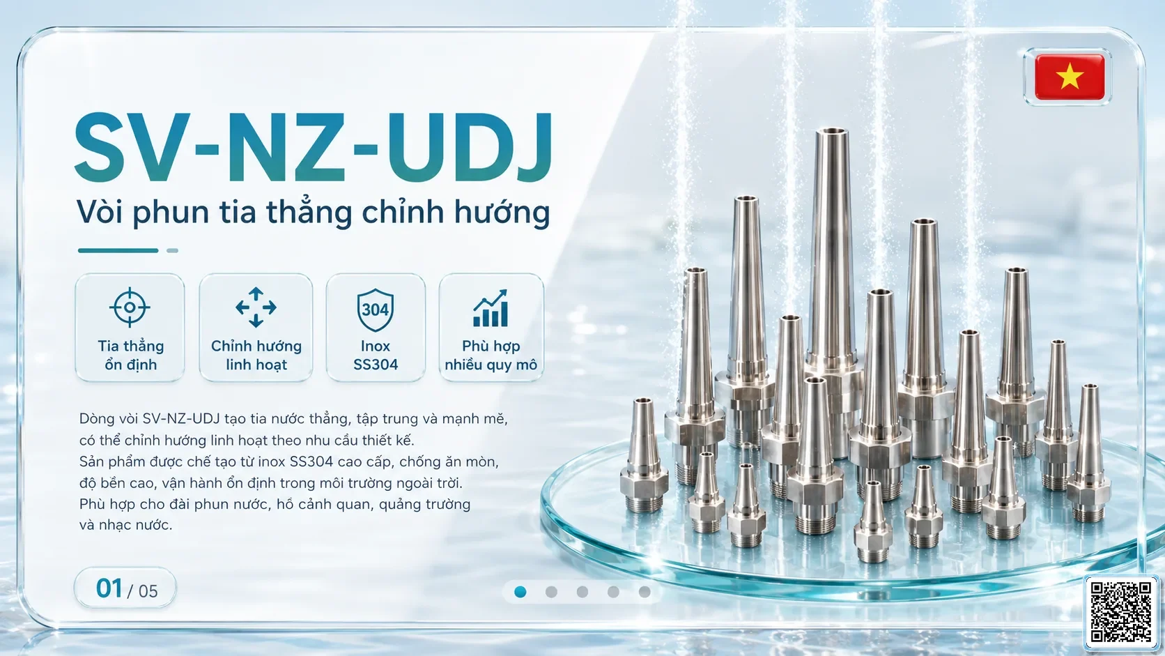 SV-NZ-UDJ SV-NZ-UDJ Universal Direct Injection Nozzle Thông số kỹ thuật vòi phun, Catalogue vòi phun nước nghệ thuật