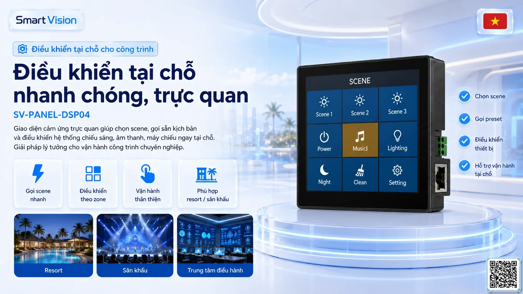SV-PANEL-DSP04 SV-PANEL-DSP04 4-inch Smart Touch Scene Panel Bộ điều khiển DMX, Nhạc nước DMX, Đèn DMX, Bơm DMX, hệ thống ánh sáng DMX