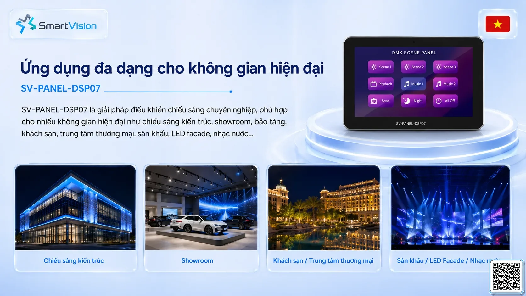 SV-PANEL-DSP07 SV-PANEL-DSP07 7-inch Smart Touch Scene Panel Bộ điều khiển DMX, Nhạc nước DMX, Đèn DMX, Bơm DMX, hệ thống ánh sáng DMX