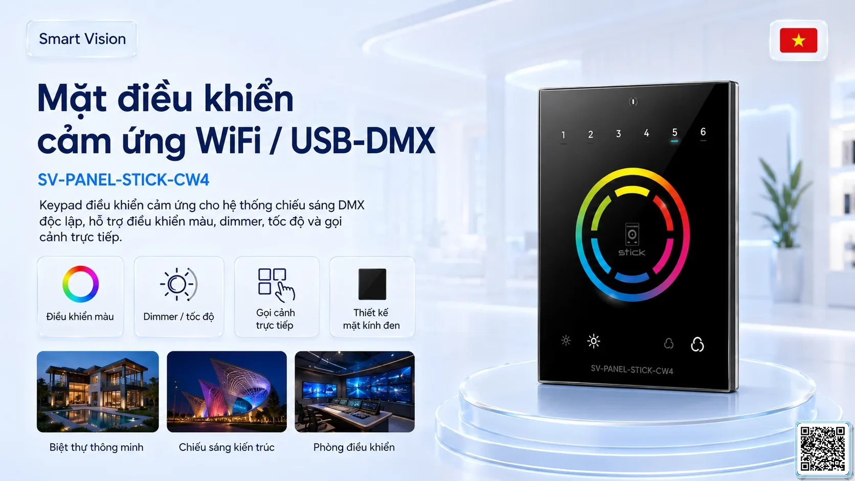 SV-PANEL-STICK-CW4 SV-PANEL-STICK-CW4 WiFi / USB-DMX Touch Panel Bộ điều khiển DMX, Nhạc nước DMX, Đèn DMX, Bơm DMX, hệ thống ánh sáng DMX