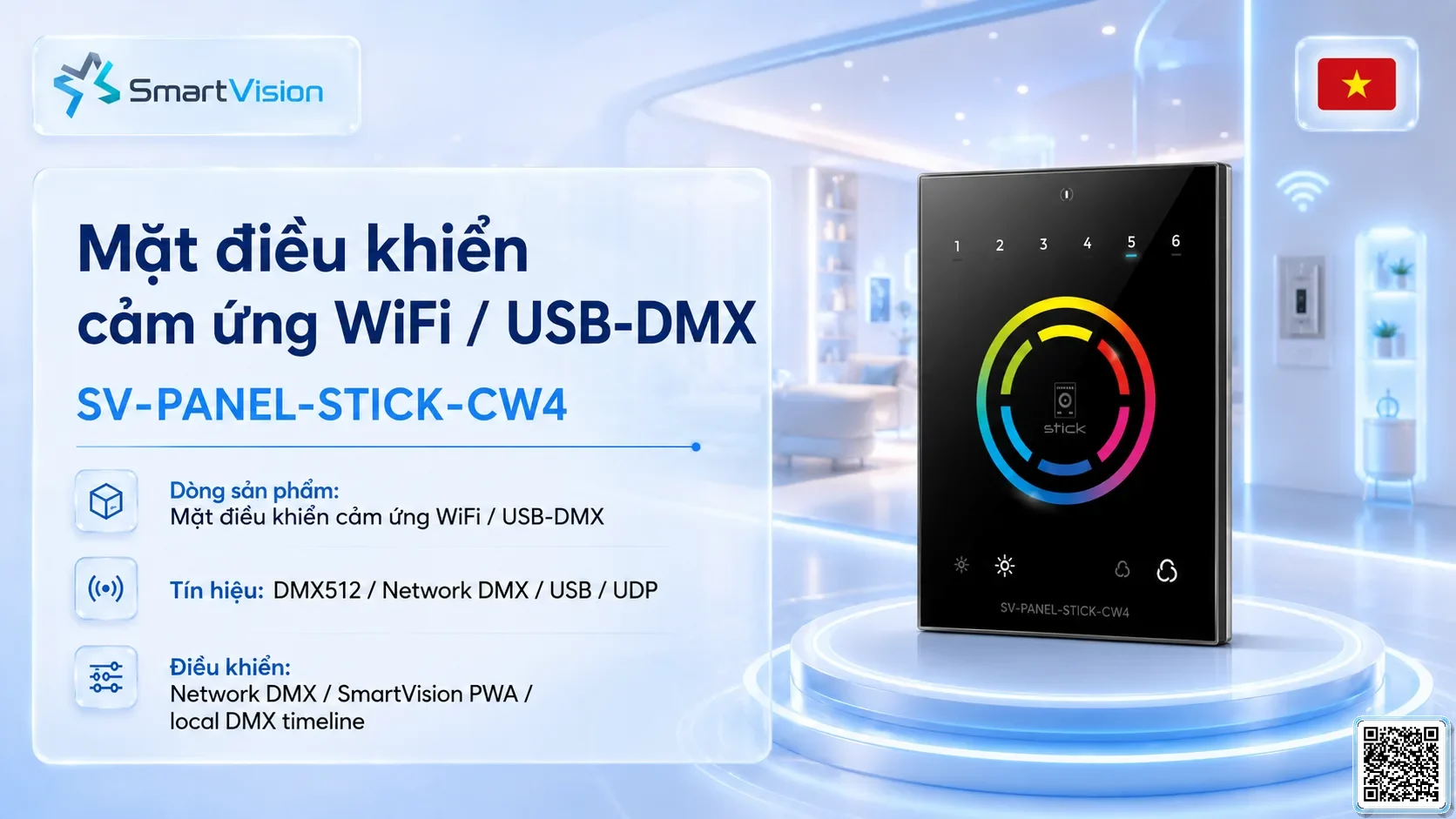 SV-PANEL-STICK-CW4 SV-PANEL-STICK-CW4 WiFi / USB-DMX Touch Panel Bộ điều khiển DMX, Nhạc nước DMX, Đèn DMX, Bơm DMX, hệ thống ánh sáng DMX