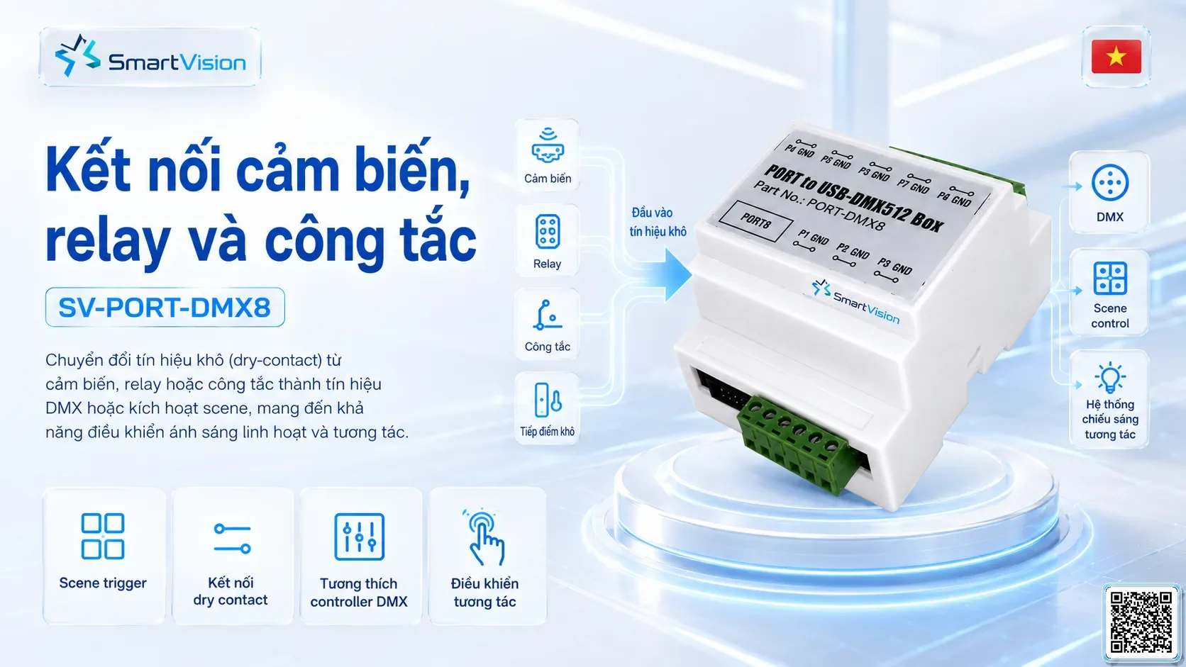 SV-PORT-DMX8 SV-PORT-DMX8 Dry-Contact Converter Box Bộ điều khiển DMX, Nhạc nước DMX, Đèn DMX, Bơm DMX, hệ thống ánh sáng DMX