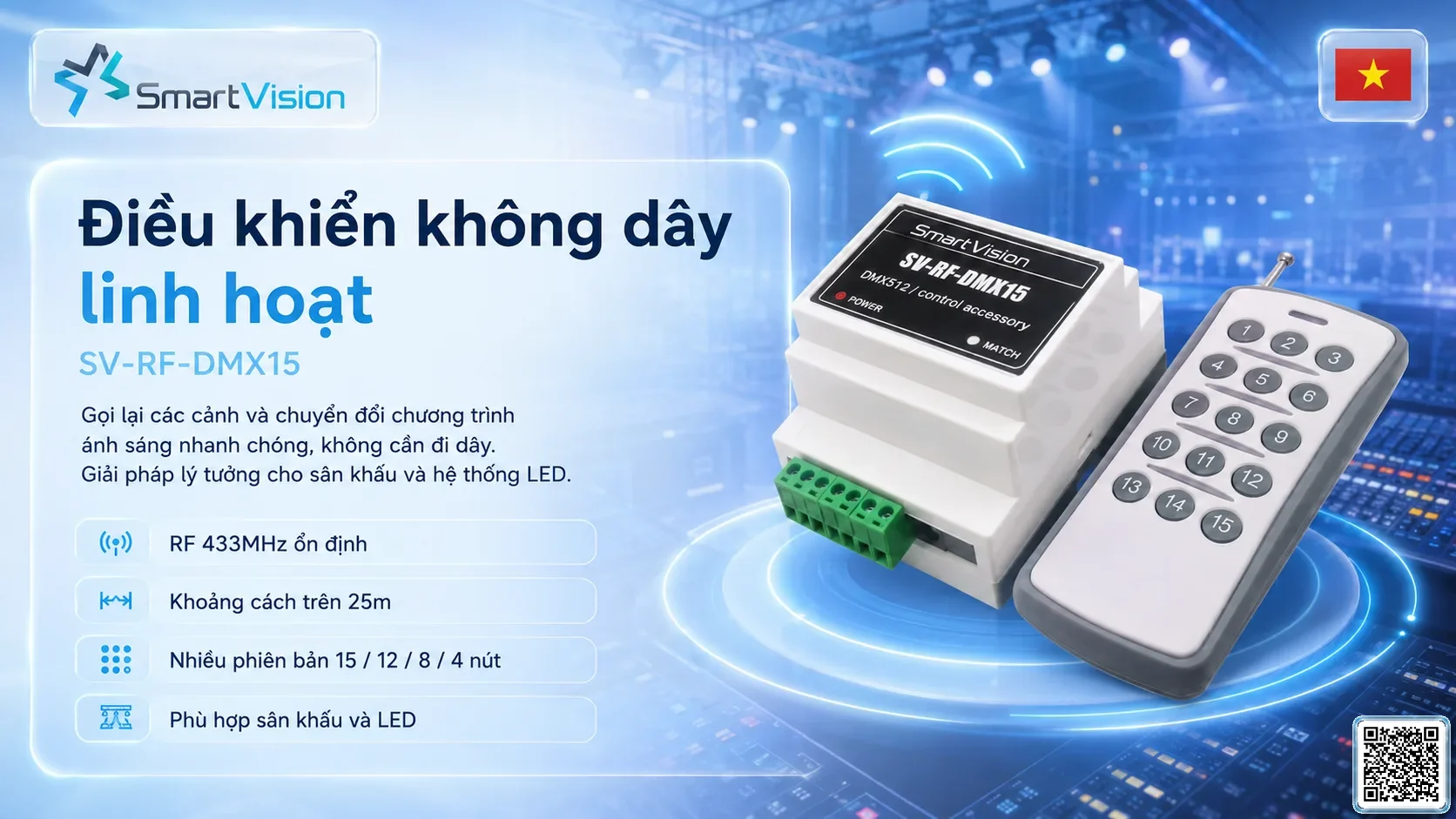 SV-RF-DMX15 SV-RF-DMX15 Standalone Console Remote Controller Bộ điều khiển DMX, Nhạc nước DMX, Đèn DMX, Bơm DMX, hệ thống ánh sáng DMX