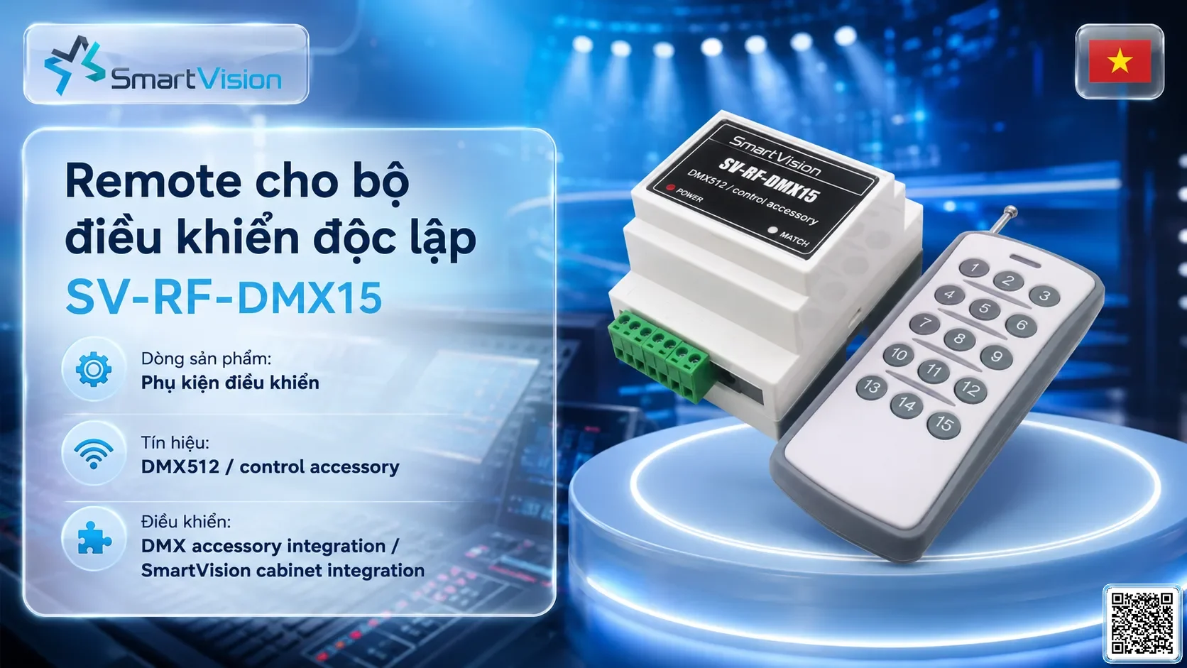 SV-RF-DMX15 SV-RF-DMX15 Standalone Console Remote Controller Bộ điều khiển DMX, Nhạc nước DMX, Đèn DMX, Bơm DMX, hệ thống ánh sáng DMX
