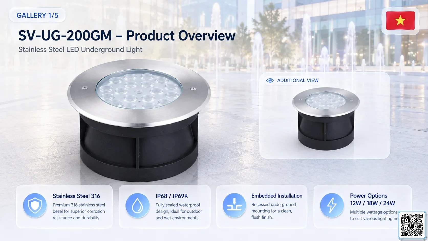 SV-UG-200GM SV-UG-200GM Stainless Steel LED Underground Light Underwater Light catalogue, fountain lights