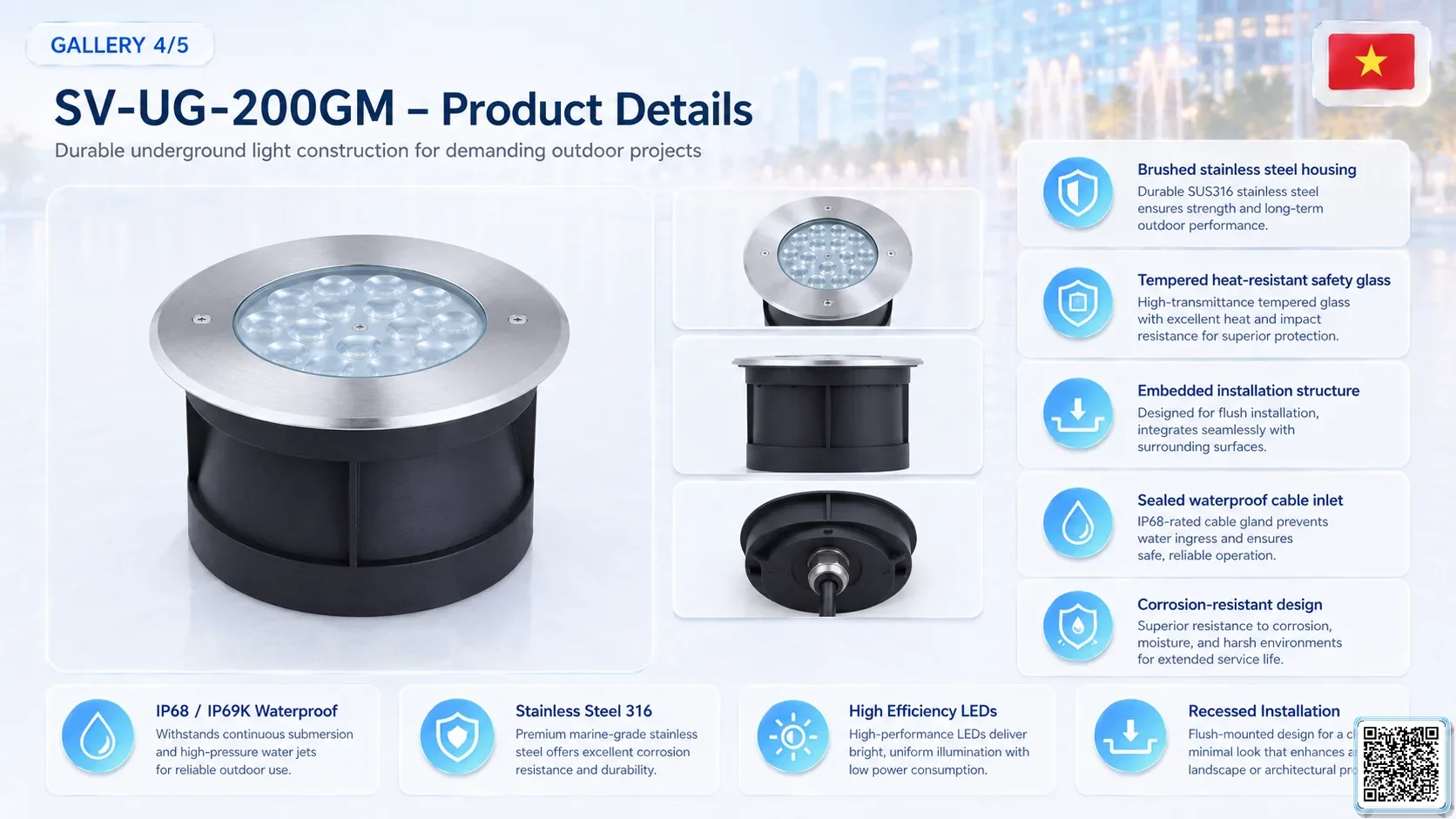 SV-UG-200GM SV-UG-200GM Stainless Steel LED Underground Light Underwater Light catalogue, fountain lights