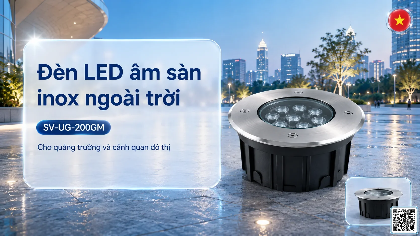 SV-UG-200GM SV-UG-200GM Stainless Steel LED Underground Light thông số kỹ thuật thiết bị đèn âm nước cho đài phun nước, nhạc nước nghệ thuật
