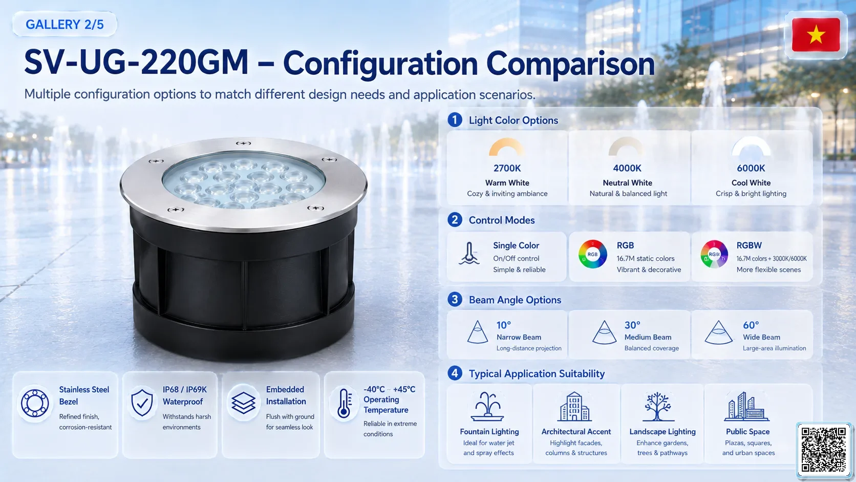 SV-UG-220GM SV-UG-220GM Stainless Steel LED Underground Light Underwater Light catalogue, fountain lights