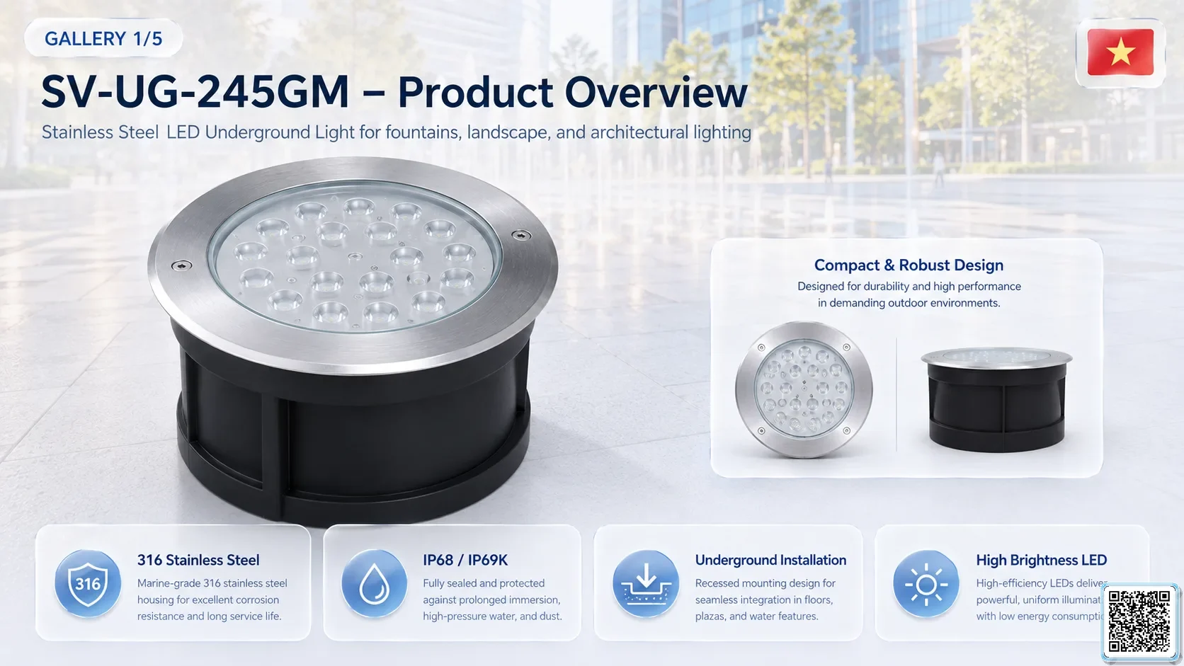 SV-UG-245GM SV-UG-245GM Stainless Steel LED Underground Light Underwater Light catalogue, fountain lights