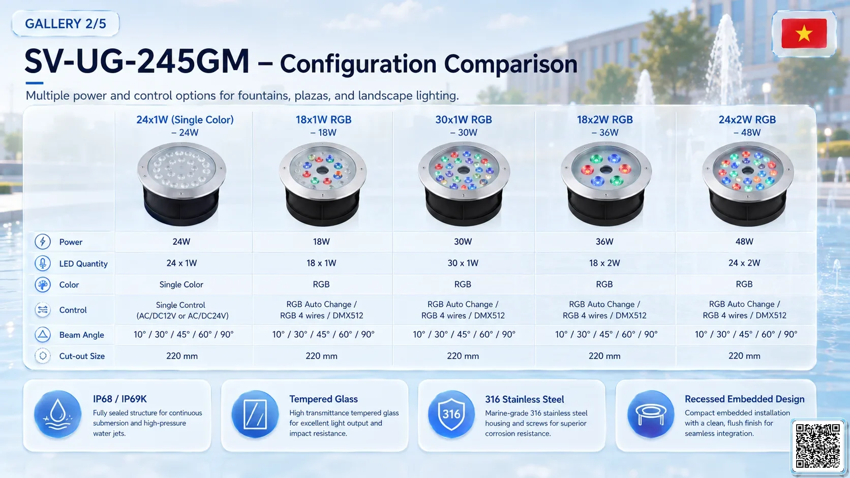 SV-UG-245GM SV-UG-245GM Stainless Steel LED Underground Light Underwater Light catalogue, fountain lights
