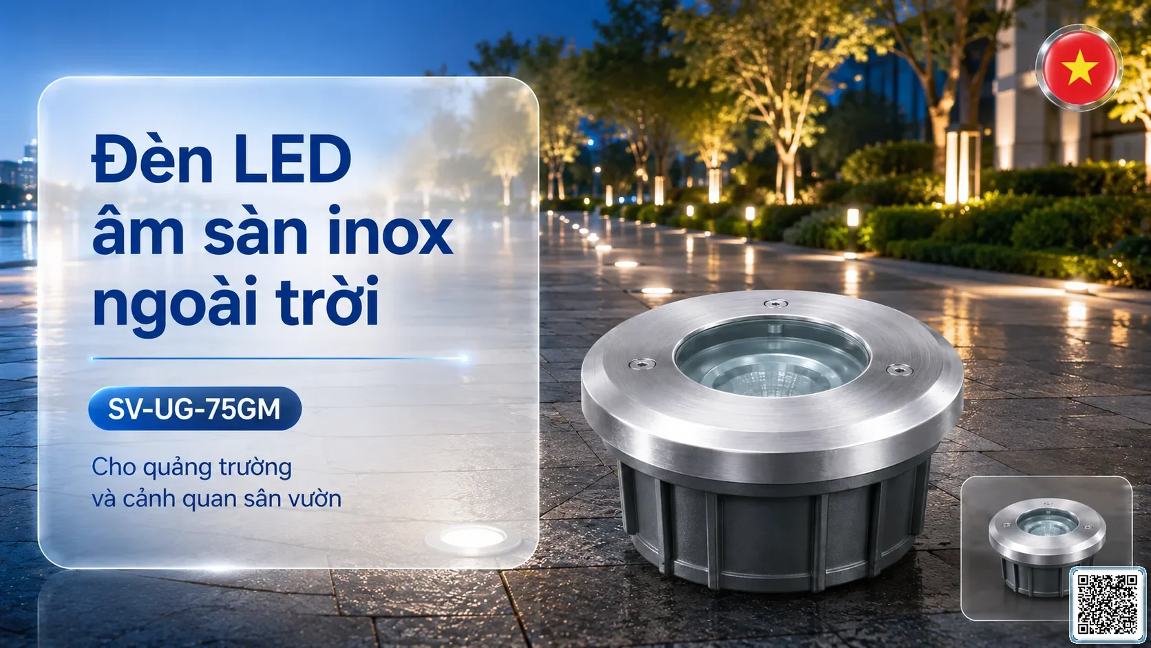 SV-UG-75GM SV-UG-75GM Stainless Steel LED Underground Light thông số kỹ thuật thiết bị đèn âm nước cho đài phun nước, nhạc nước nghệ thuật