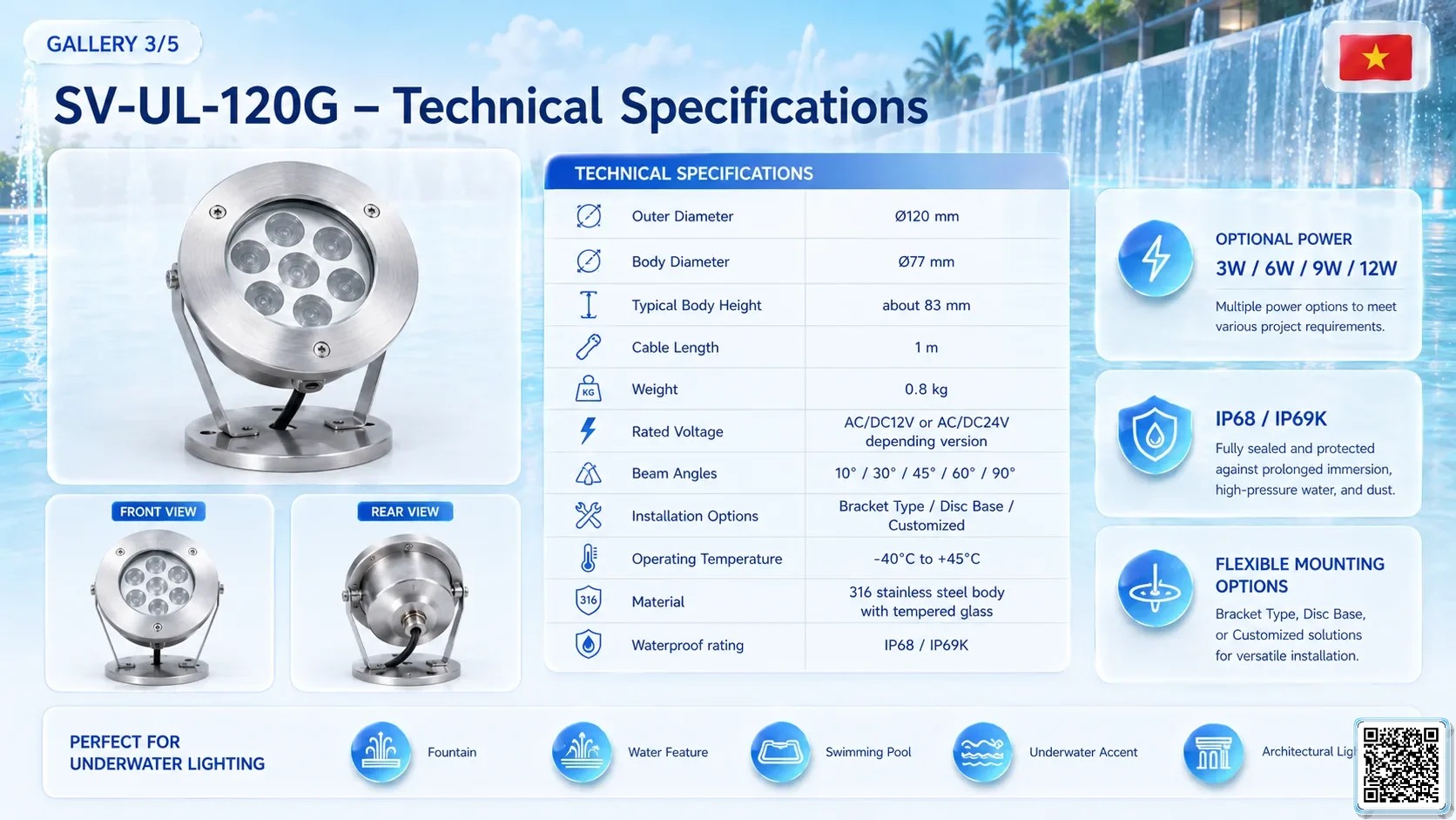 SV-UL-120G SV-UL-120G Underwater LED Spotlight Underwater Light catalogue, fountain lights