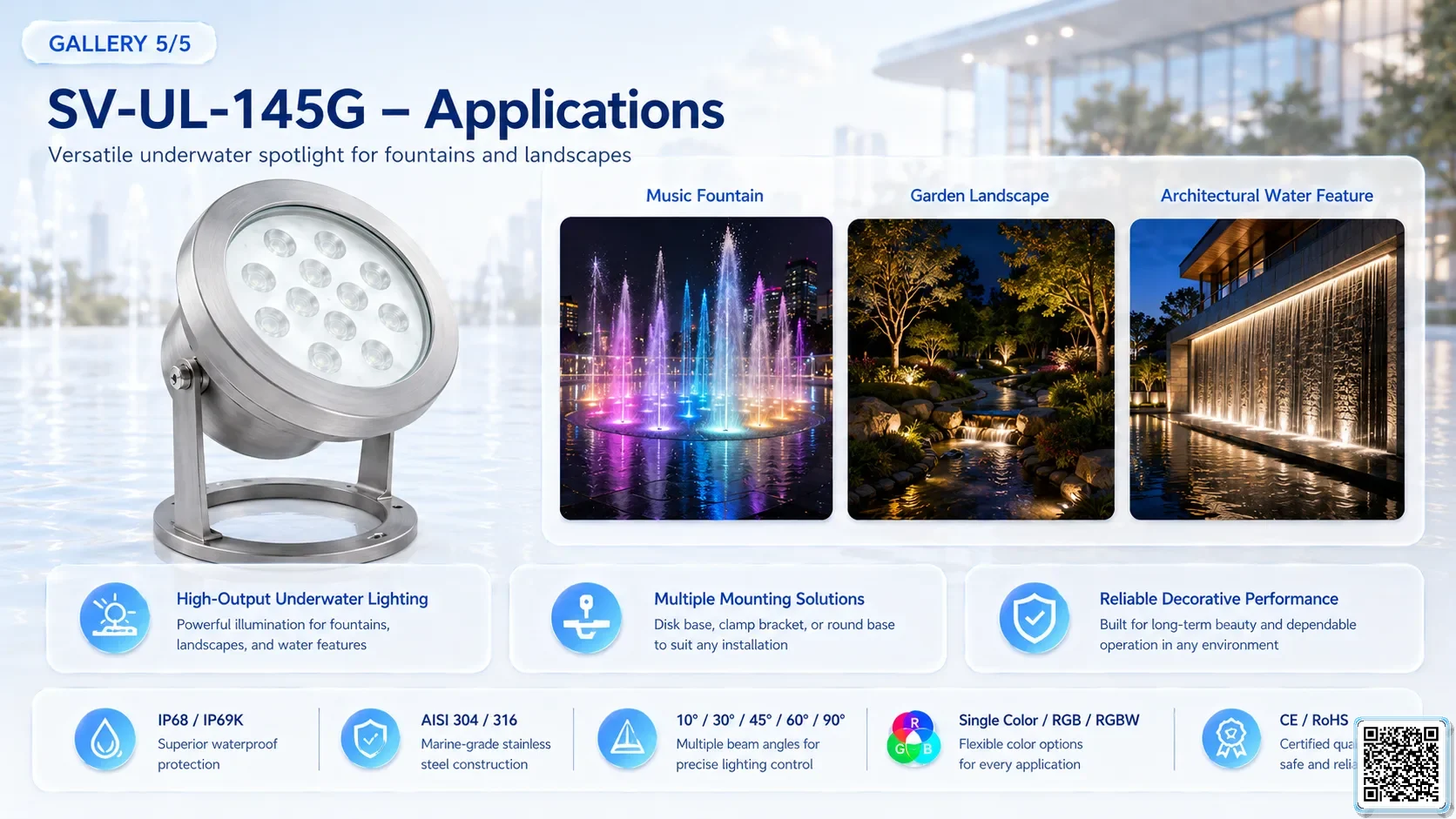 SV-UL-145G SV-UL-145G Underwater LED Spotlight Underwater Light catalogue, fountain lights