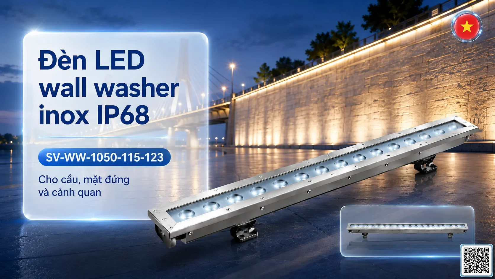 SV-WW-1050-115-123 IP68 Stainless Steel LED Wall Washer Light
