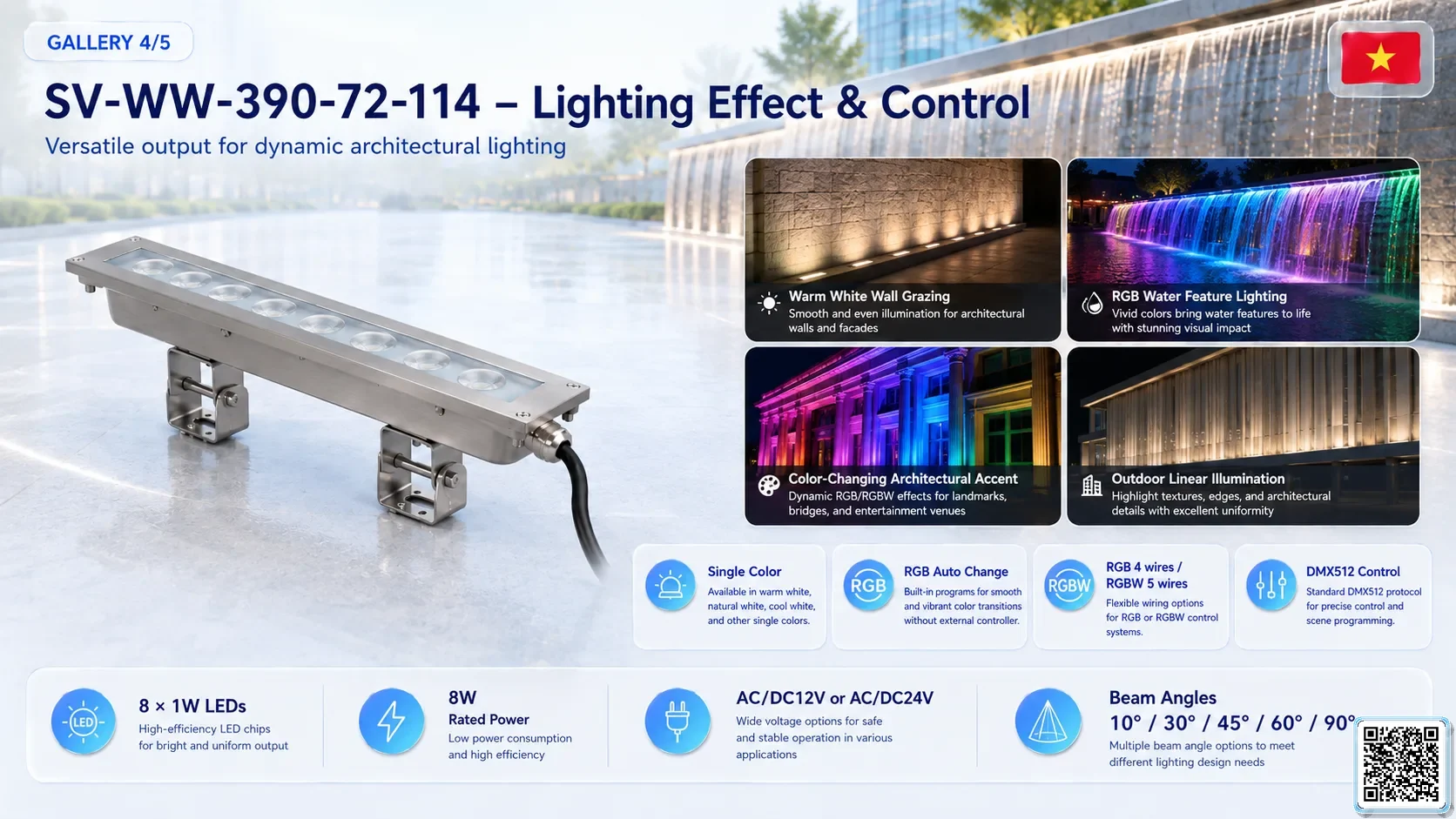 SV-WW-390-72-114 SV-WW-390-72-114 IP68 Stainless Steel LED Wall Washer Light Underwater Light catalogue, fountain lights