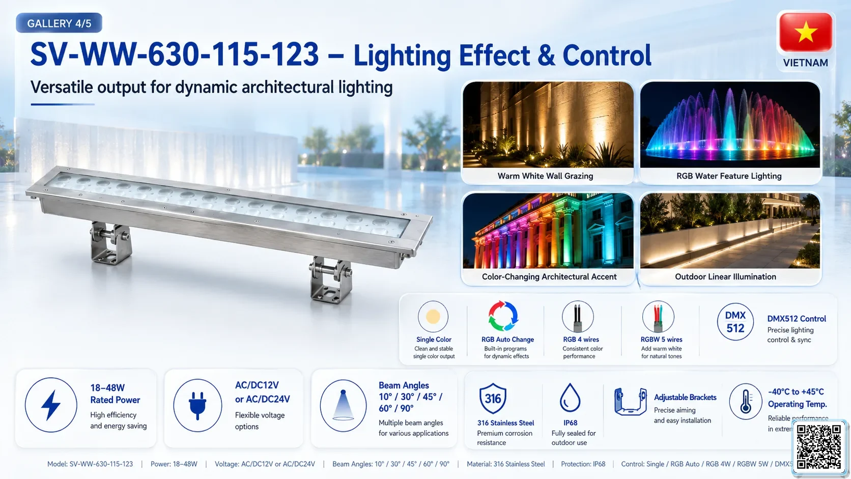 SV-WW-630-115-123 SV-WW-630-115-123 IP68 Stainless Steel LED Wall Washer Light Underwater Light catalogue, fountain lights