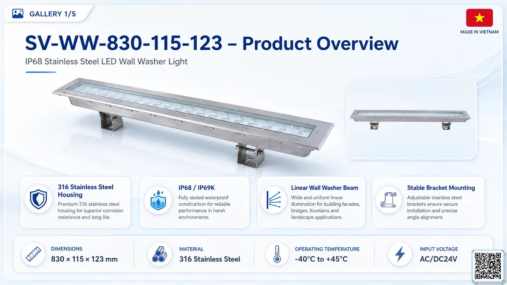 SV-WW-830-115-123 SV-WW-830-115-123 IP68 Stainless Steel LED Wall Washer Light Underwater Light catalogue, fountain lights