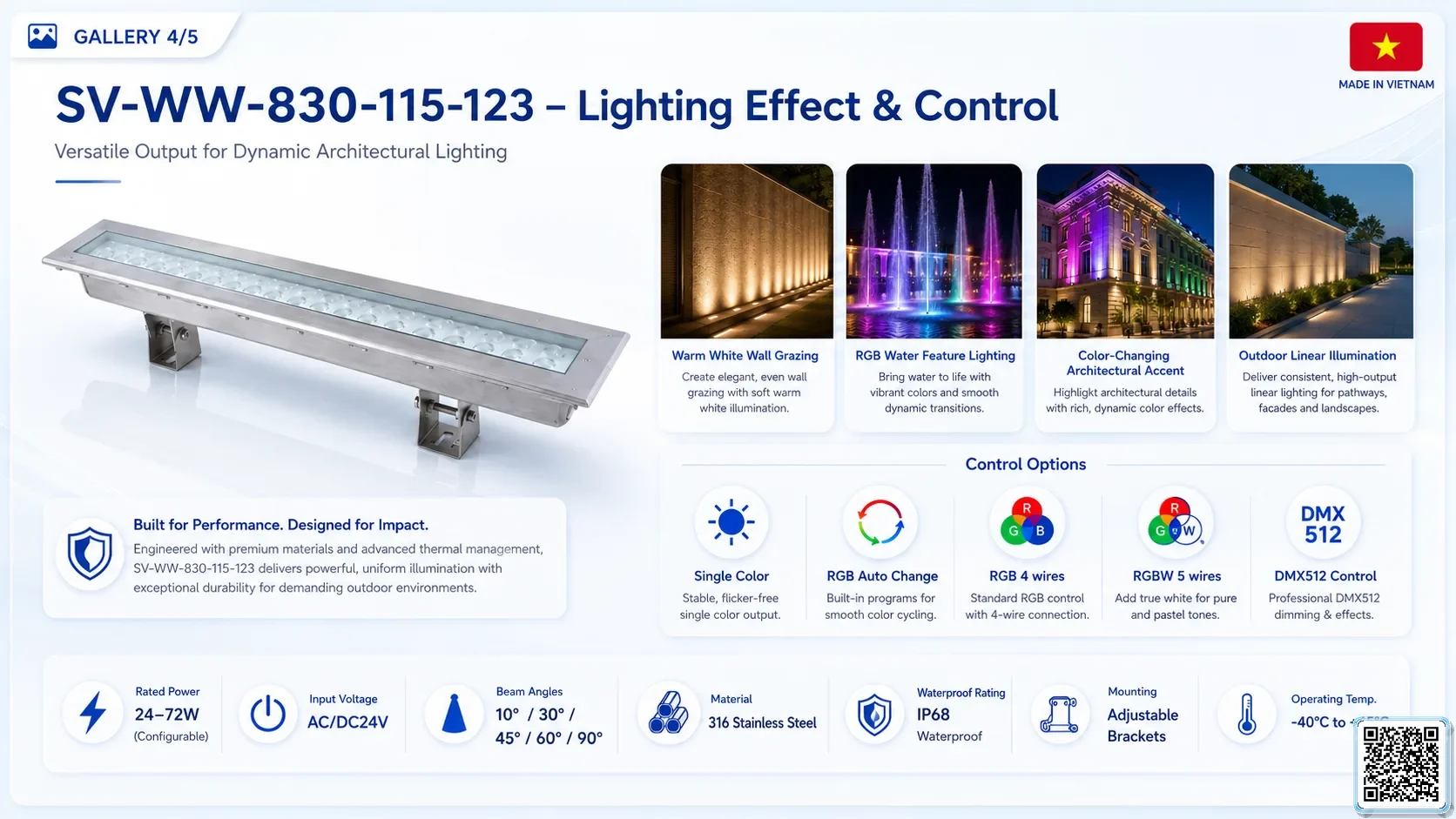 SV-WW-830-115-123 SV-WW-830-115-123 IP68 Stainless Steel LED Wall Washer Light Underwater Light catalogue, fountain lights