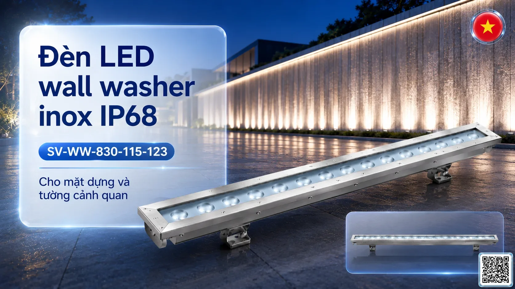 SV-WW-830-115-123 SV-WW-830-115-123 IP68 Stainless Steel LED Wall Washer Light thông số kỹ thuật thiết bị đèn âm nước cho đài phun nước, nhạc nước