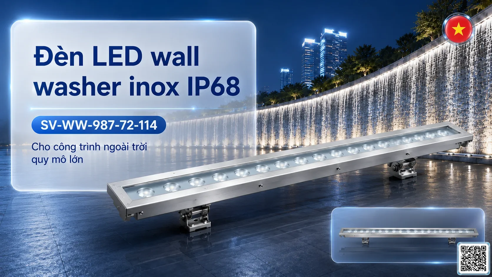 SV-WW-987-72-114 IP68 Stainless Steel LED Wall Washer Light