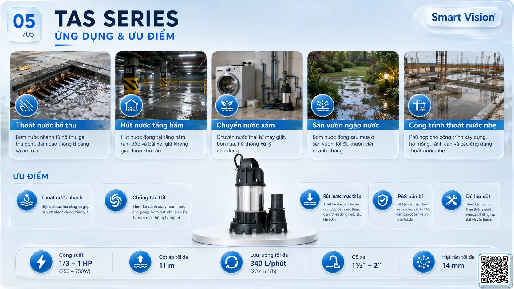 TAS TAS Series Dirty Water Pump Taiwan Pumps, Bơm Đài Loan nhập khẩu