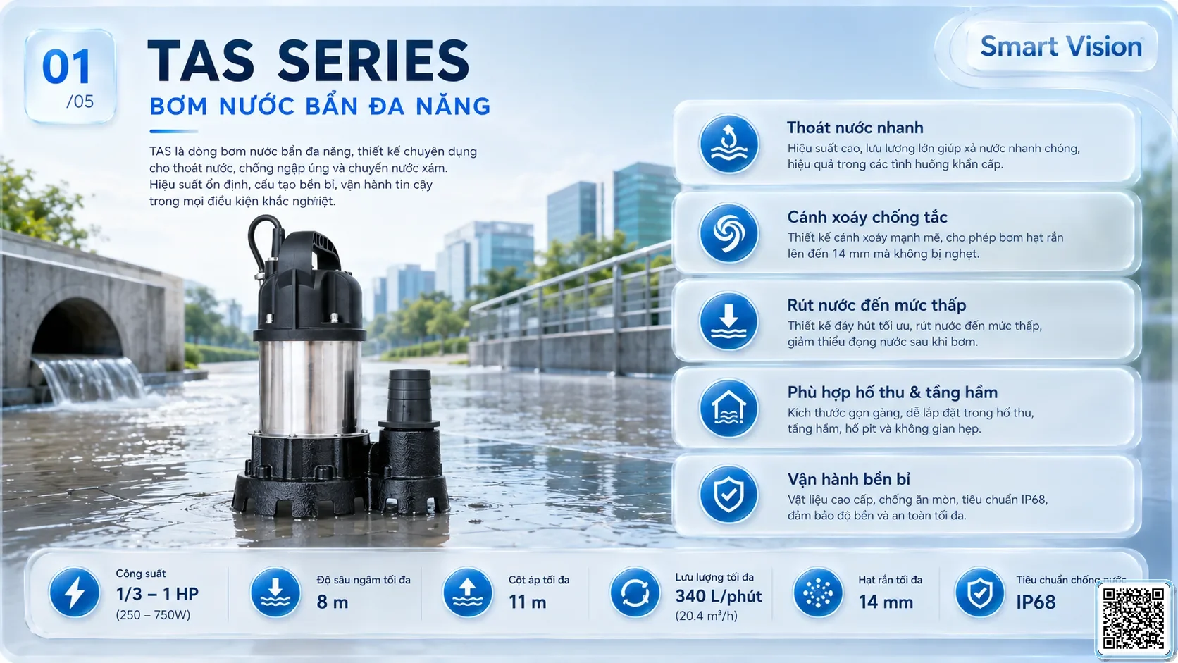 TAS TAS Series Dirty Water Pump Taiwan Pumps, Bơm Đài Loan nhập khẩu