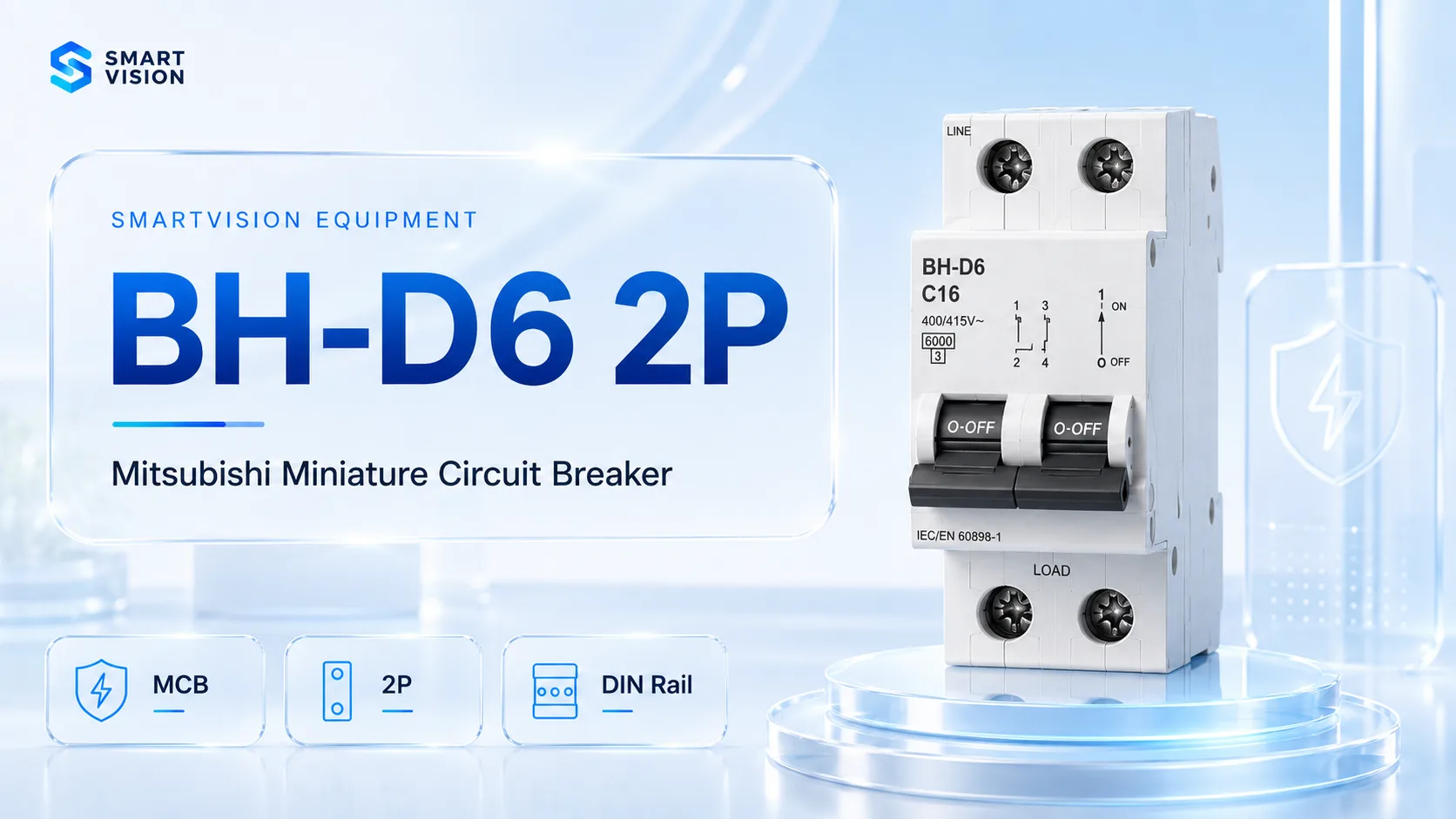 BH-D6-2P Mitsubishi BH-D6 2P MCB Thiết bị điện Mitsubishi