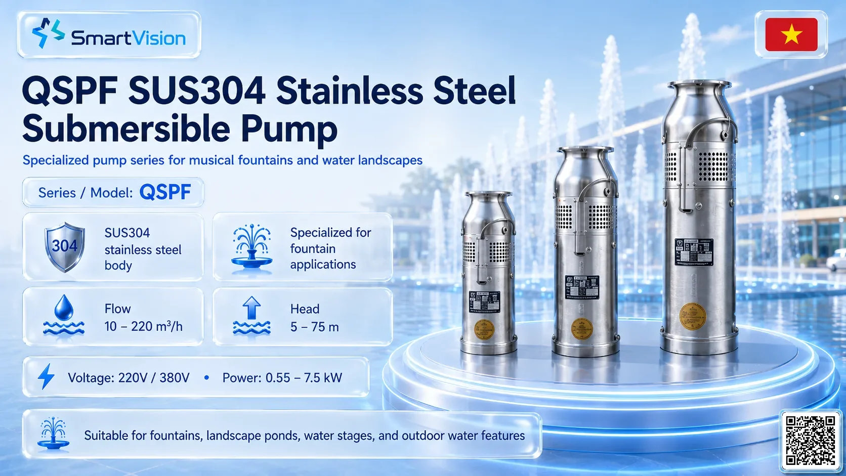 QSPF SUS304 Stainless Steel Fountain Pump