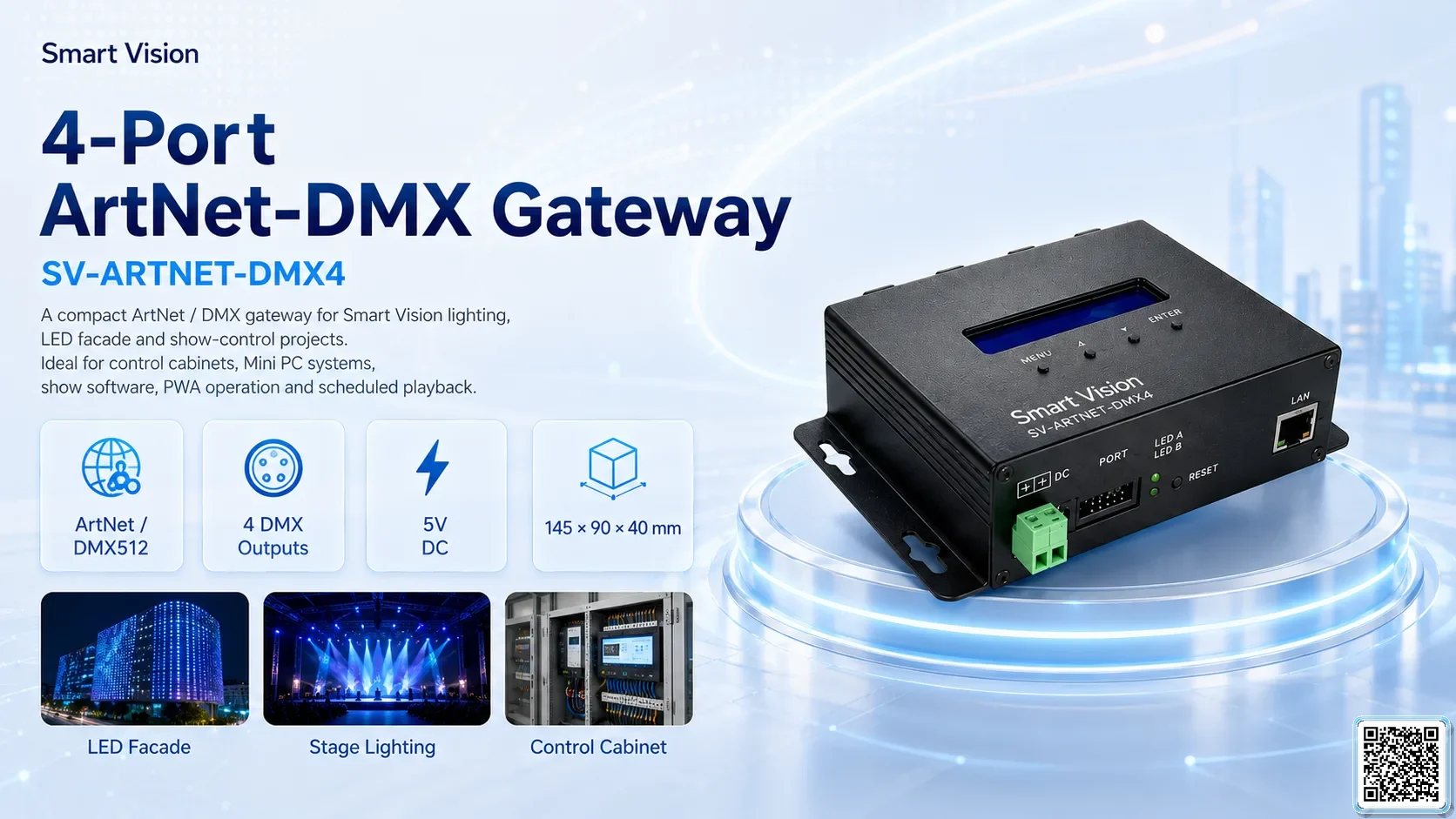 SV-ARTNET-DMX4 SV-ARTNET-DMX4 4-Port ArtNet-DMX Converter DMX Controller, DMX fountain, DMX Nozzle, DMX Pumps, DMX software, DMX Lighting
