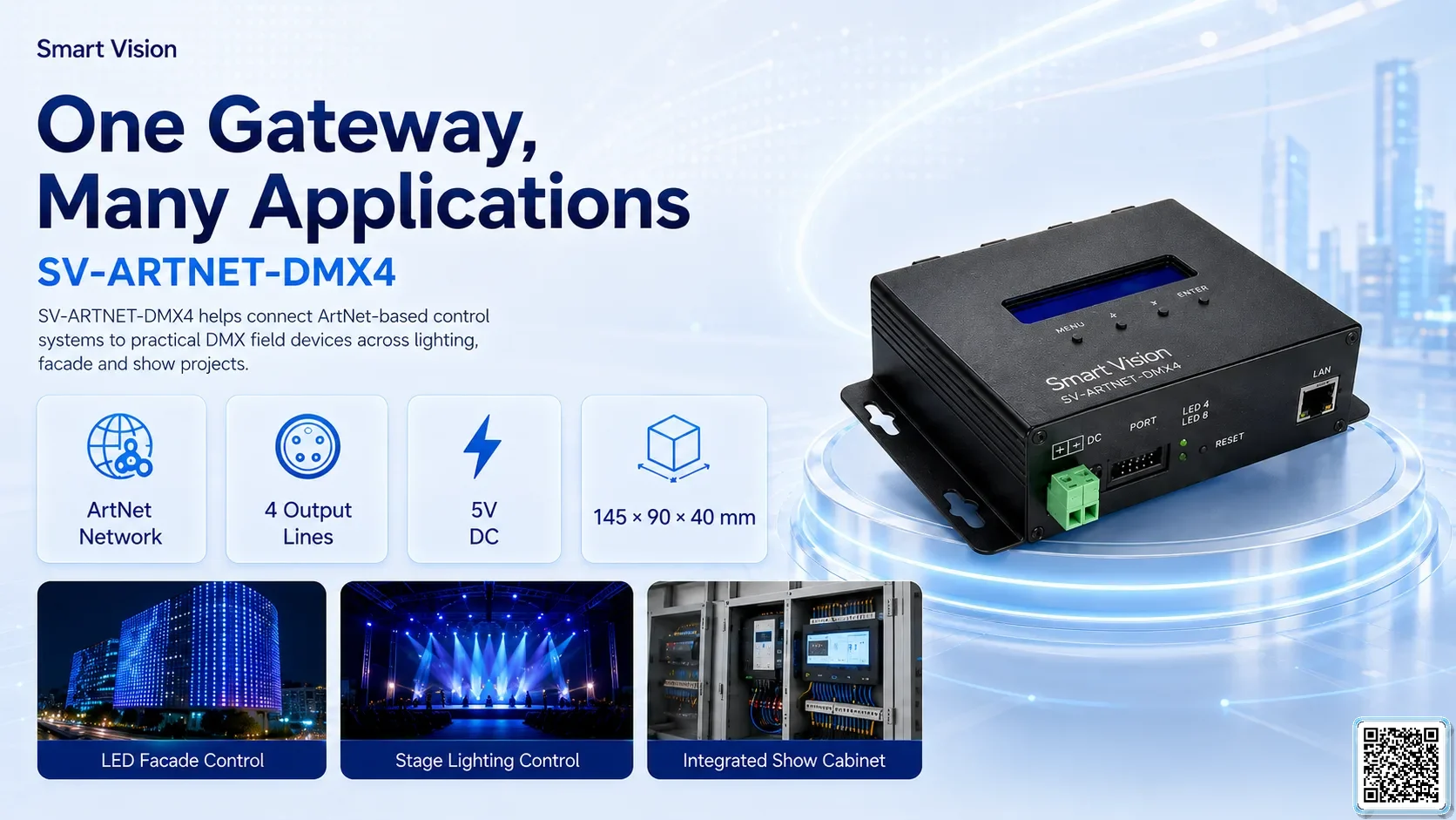 SV-ARTNET-DMX4 SV-ARTNET-DMX4 4-Port ArtNet-DMX Converter DMX Controller, DMX fountain, DMX Nozzle, DMX Pumps, DMX software, DMX Lighting