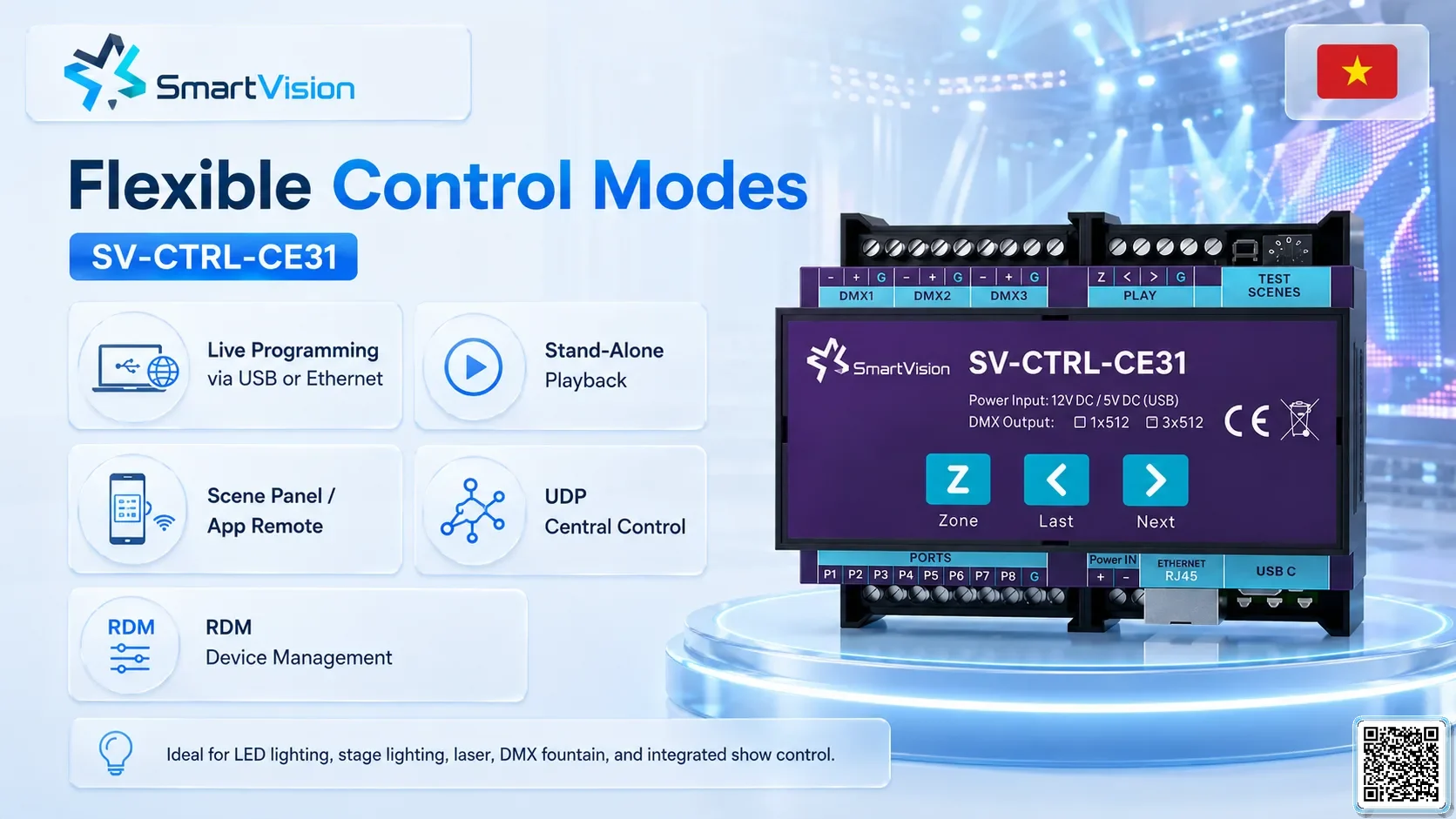 SV-CTRL-CE31 SV-CTRL-CE31 DIN Rail Network DMX Controller DMX Controller, DMX fountain, DMX Nozzle, DMX Pumps, DMX software, DMX Lighting