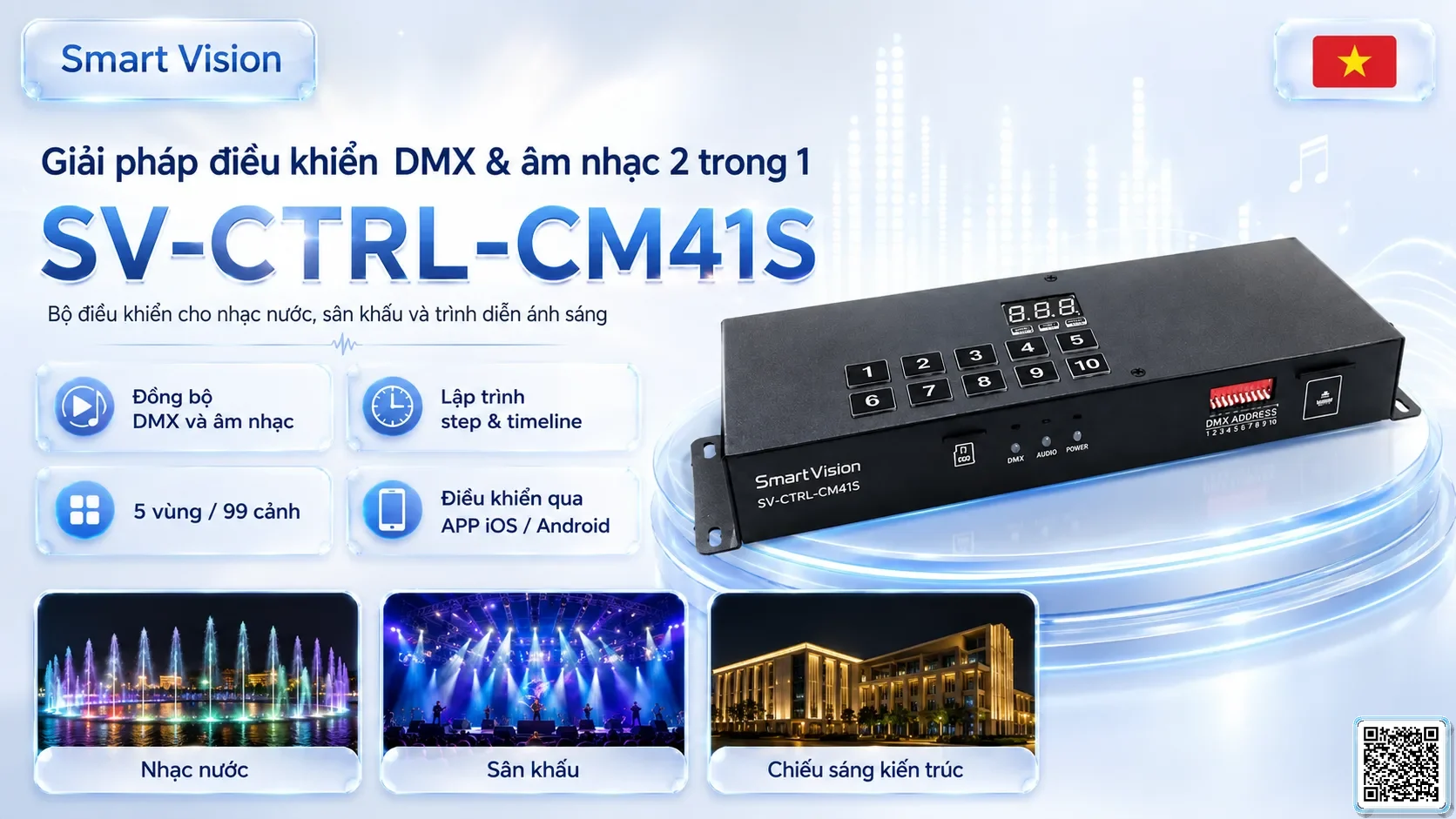 SV-CTRL-CM41S SV-CTRL-CM41S DMX Music-Light 2-in-1 Console Bộ điều khiển DMX, Nhạc nước DMX, Đèn DMX, Bơm DMX, hệ thống ánh sáng DMX