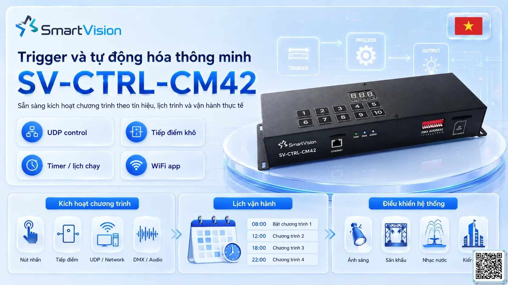 SV-CTRL-CM42 SV-CTRL-CM42 DMX Music-Light 2-in-1 Controller Bộ điều khiển DMX, Nhạc nước DMX, Đèn DMX, Bơm DMX, hệ thống ánh sáng DMX