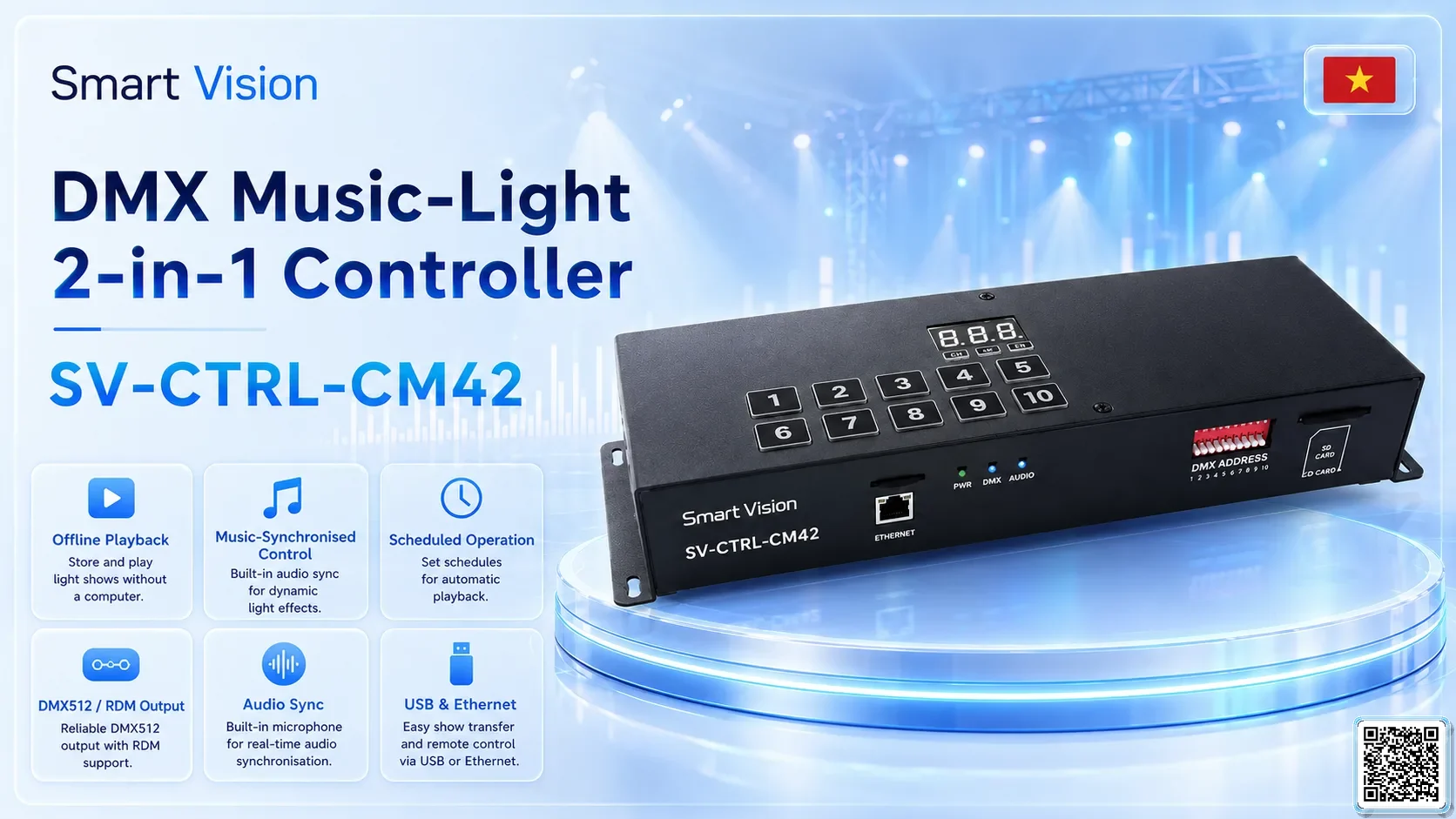 SV-CTRL-CM42 SV-CTRL-CM42 DMX Music-Light 2-in-1 Controller DMX Controller, DMX fountain, DMX Nozzle, DMX Pumps, DMX software, DMX Lighting