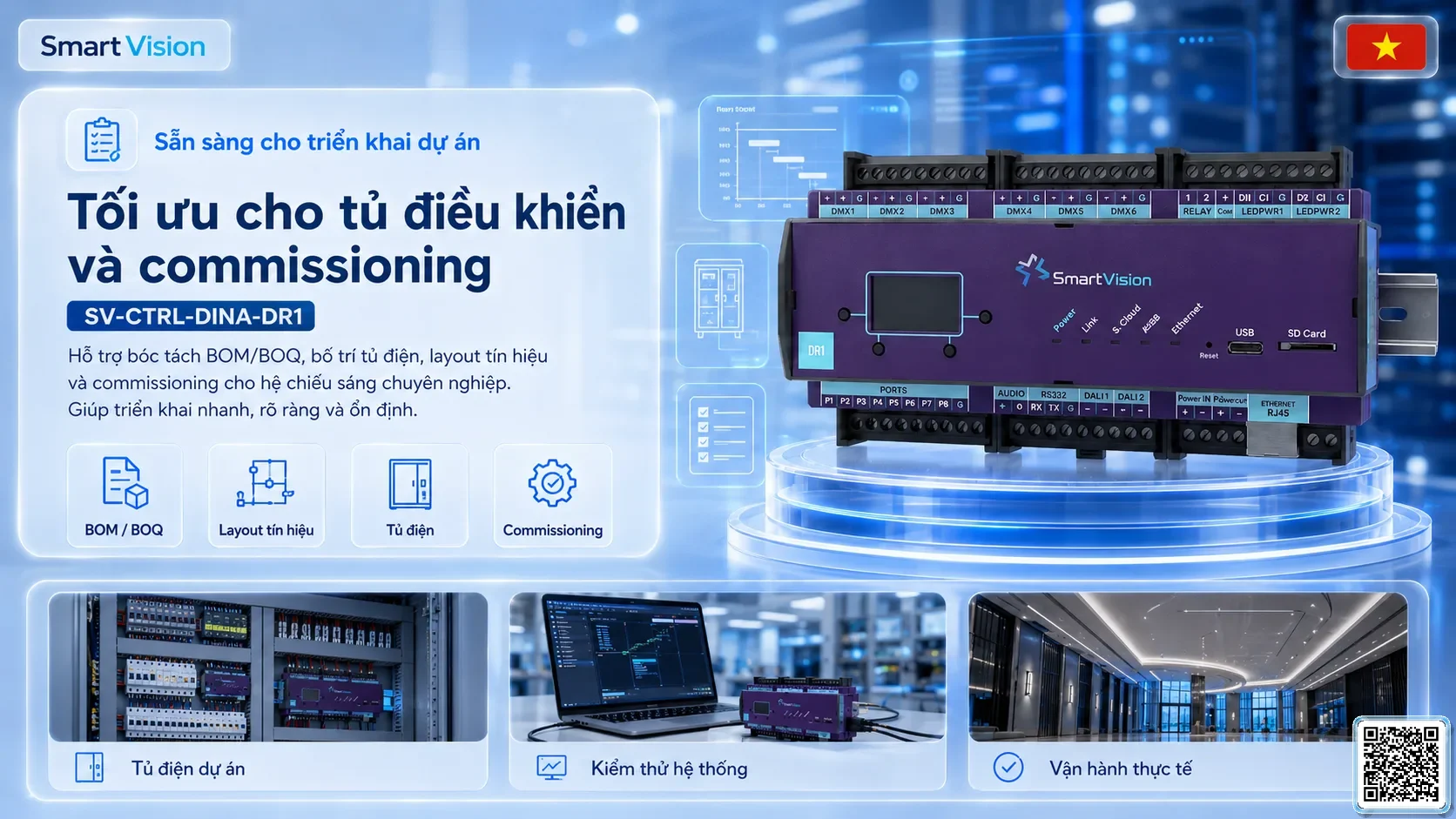 SV-CTRL-DINA-DR1 SV-CTRL-DINA-DR1 DIN Rail Network DMX AV Controller Bộ điều khiển DMX, Nhạc nước DMX, Đèn DMX, Bơm DMX, hệ thống ánh sáng DMX
