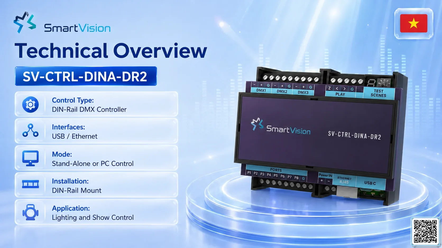 SV-CTRL-DINA-DR2 SV-CTRL-DINA-DR2 DIN Rail Network DMX Controller DMX Controller, DMX fountain, DMX Nozzle, DMX Pumps, DMX software, DMX Lighting