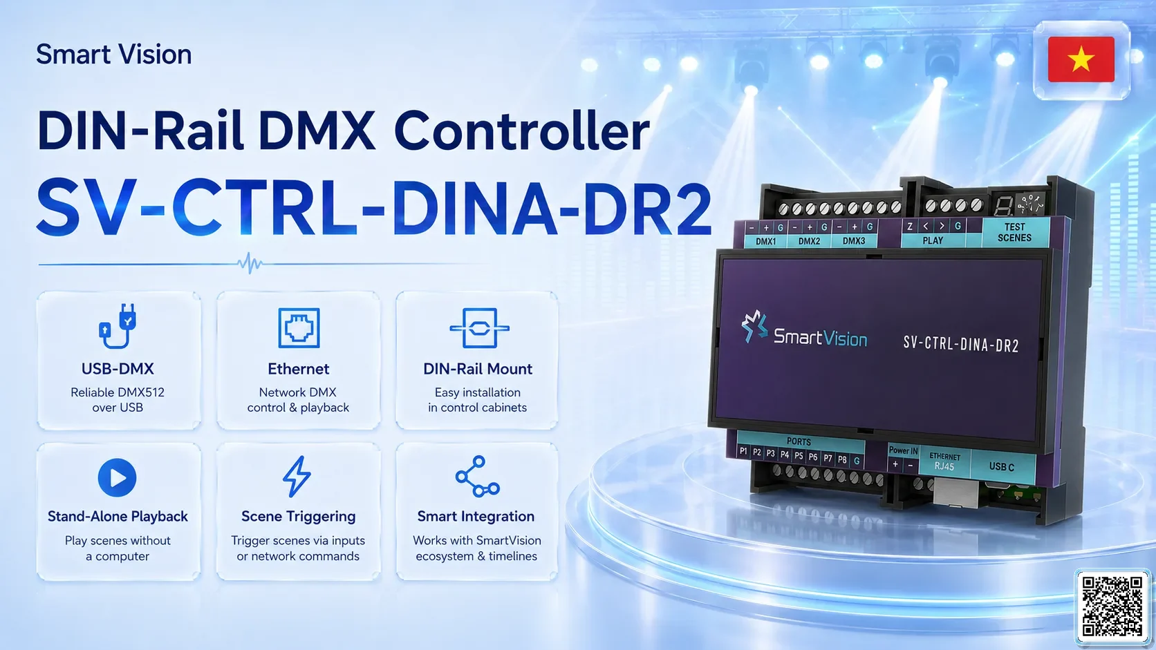 SV-CTRL-DINA-DR2 SV-CTRL-DINA-DR2 DIN Rail Network DMX Controller DMX Controller, DMX fountain, DMX Nozzle, DMX Pumps, DMX software, DMX Lighting