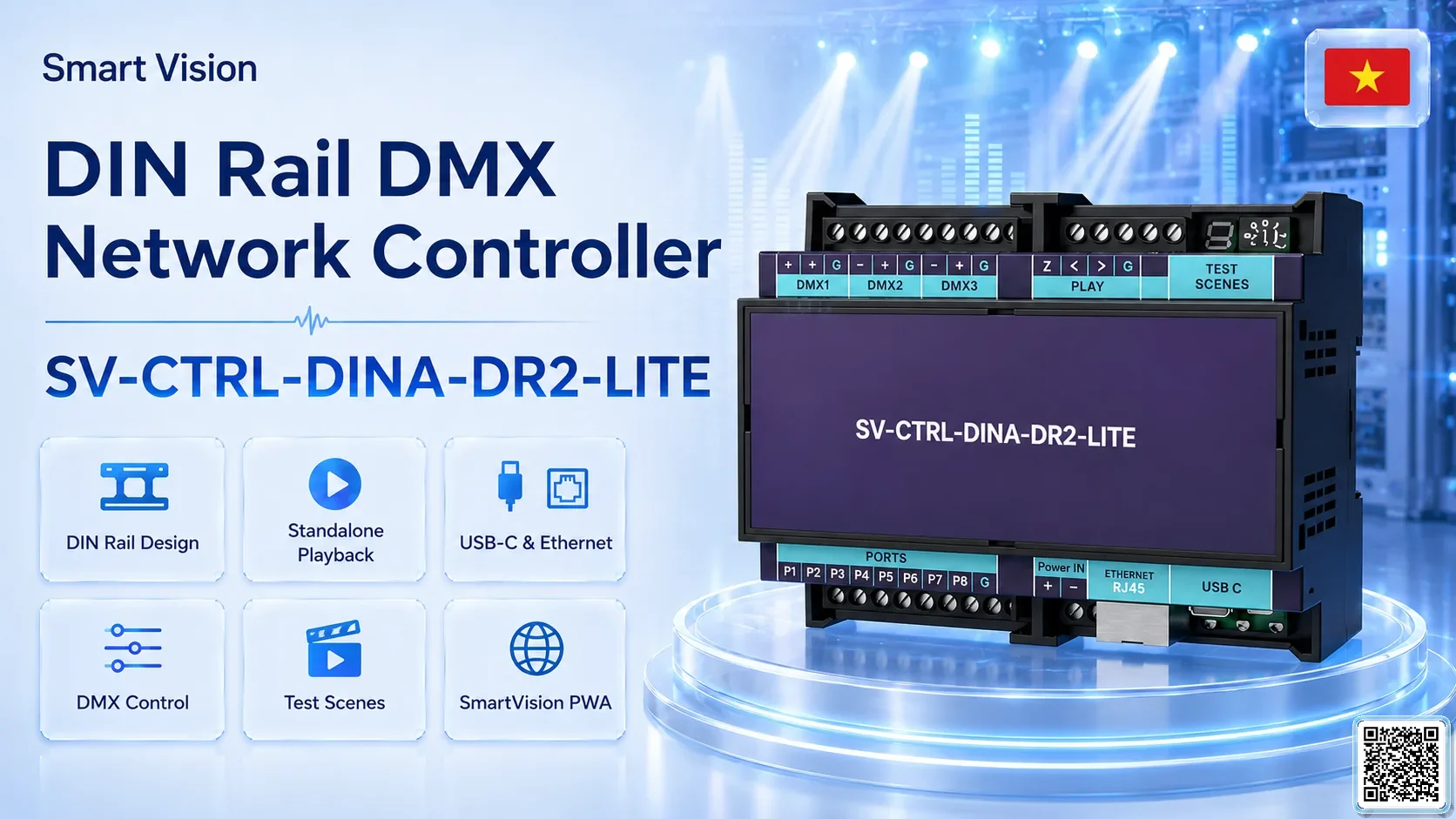 SV-CTRL-DINA-DR2-LITE SV-CTRL-DINA-DR2-LITE DIN Rail Network DMX Controller DMX Controller, DMX fountain, DMX Nozzle, DMX Pumps, DMX software, DMX Lighting