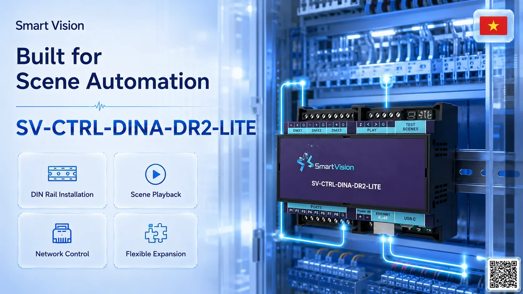 SV-CTRL-DINA-DR2-LITE SV-CTRL-DINA-DR2-LITE DIN Rail Network DMX Controller DMX Controller, DMX fountain, DMX Nozzle, DMX Pumps, DMX software, DMX Lighting