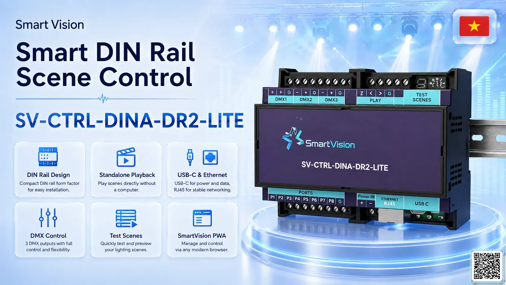 SV-CTRL-DINA-DR2-LITE SV-CTRL-DINA-DR2-LITE DIN Rail Network DMX Controller DMX Controller, DMX fountain, DMX Nozzle, DMX Pumps, DMX software, DMX Lighting