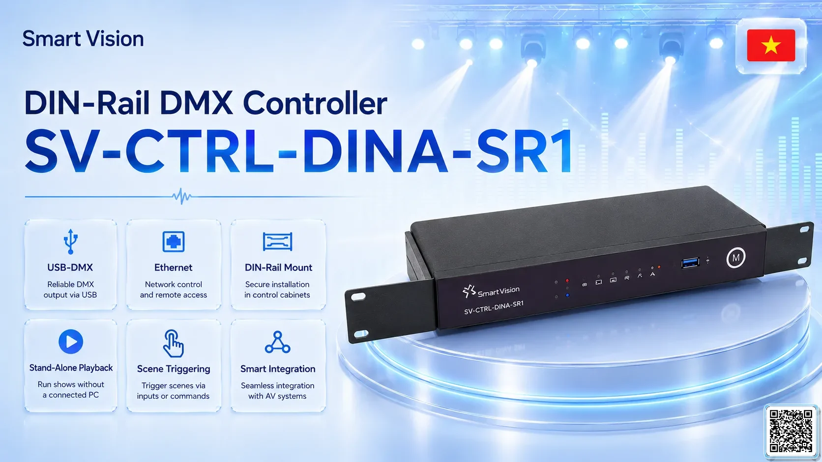 SV-CTRL-DINA-SR1 SV-CTRL-DINA-SR1 Rack Network DMX AV Controller DMX Controller, DMX fountain, DMX Nozzle, DMX Pumps, DMX software, DMX Lighting