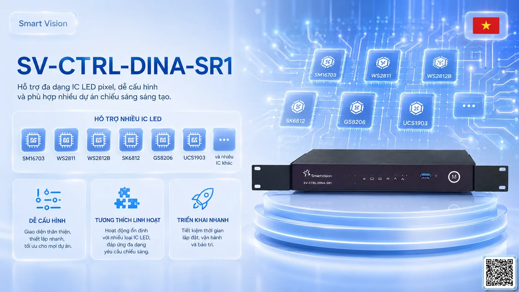 SV-CTRL-DINA-SR1 SV-CTRL-DINA-SR1 Rack Network DMX AV Controller Bộ điều khiển DMX, Nhạc nước DMX, Đèn DMX, Bơm DMX, hệ thống ánh sáng DMX
