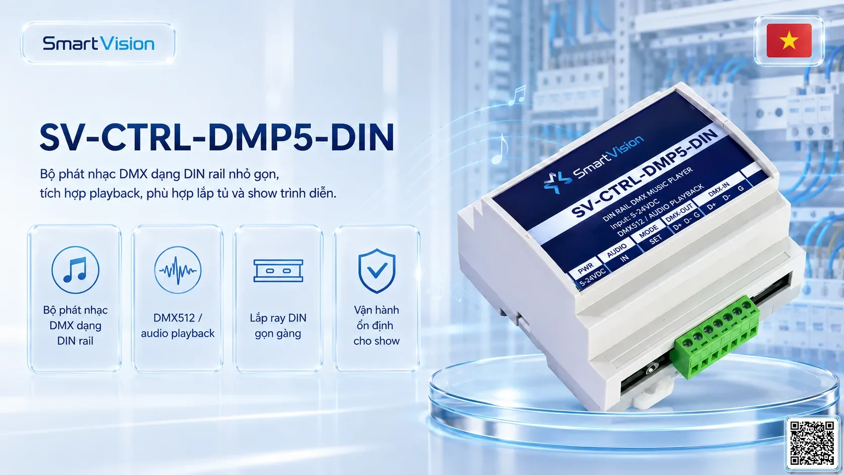 SV-CTRL-DMP5-DIN SV-CTRL-DMP5-DIN DIN Rail DMX Music Player Bộ điều khiển DMX, Nhạc nước DMX, Đèn DMX, Bơm DMX, hệ thống ánh sáng DMX