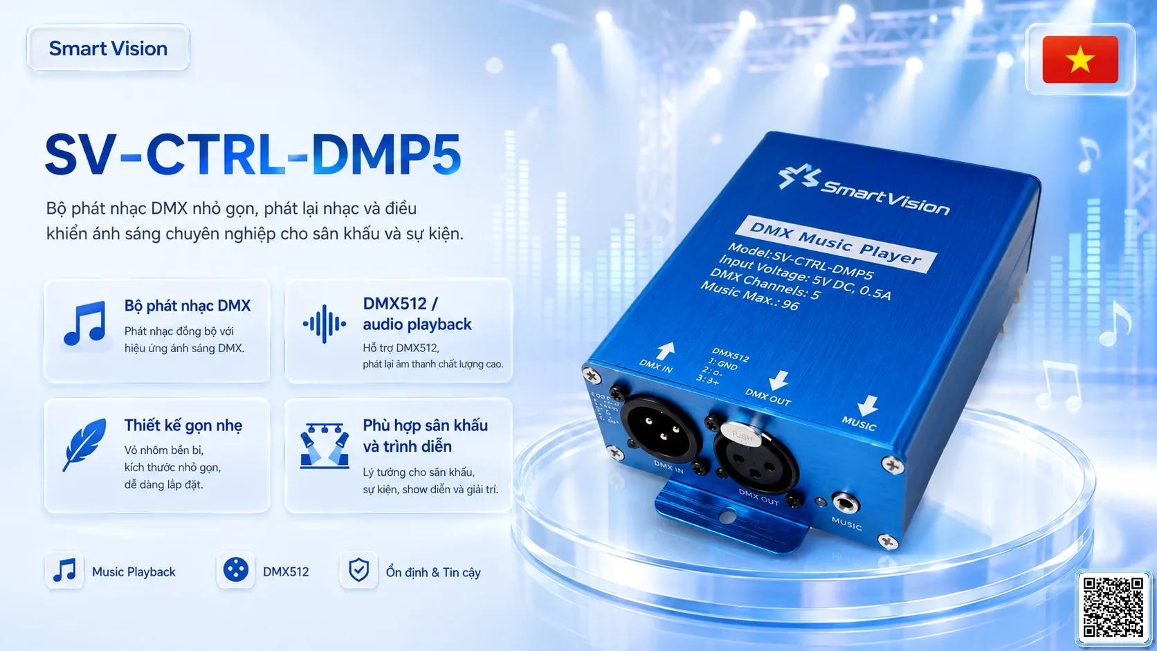 SV-CTRL-DMP5 SV-CTRL-DMP5 DMX Music Player Bộ điều khiển DMX, Nhạc nước DMX, Đèn DMX, Bơm DMX, hệ thống ánh sáng DMX